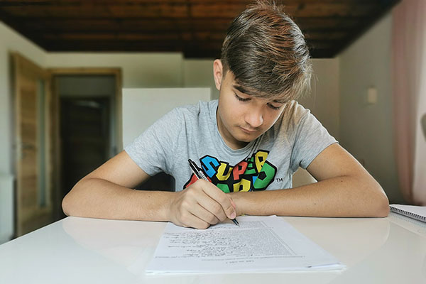 teen boy studying